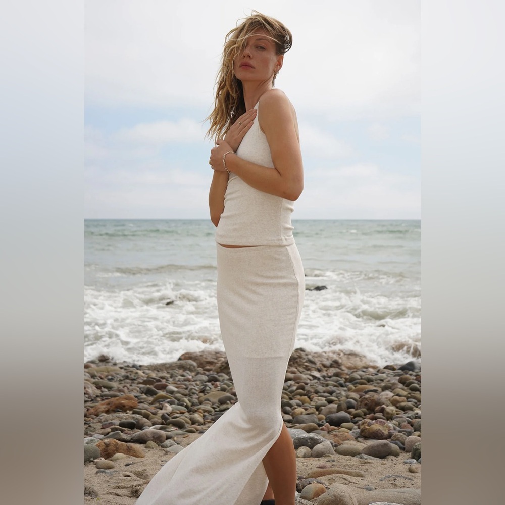 LNA Steph ribbed maxi skirt